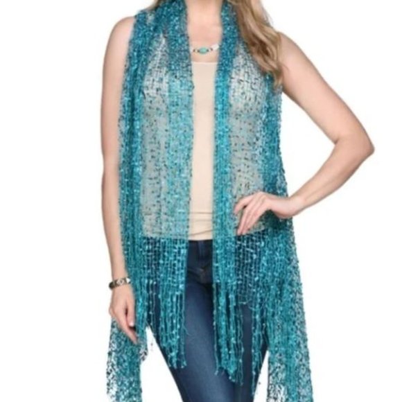 Teal Confetti Vest Cardigan - Picture 1 of 3